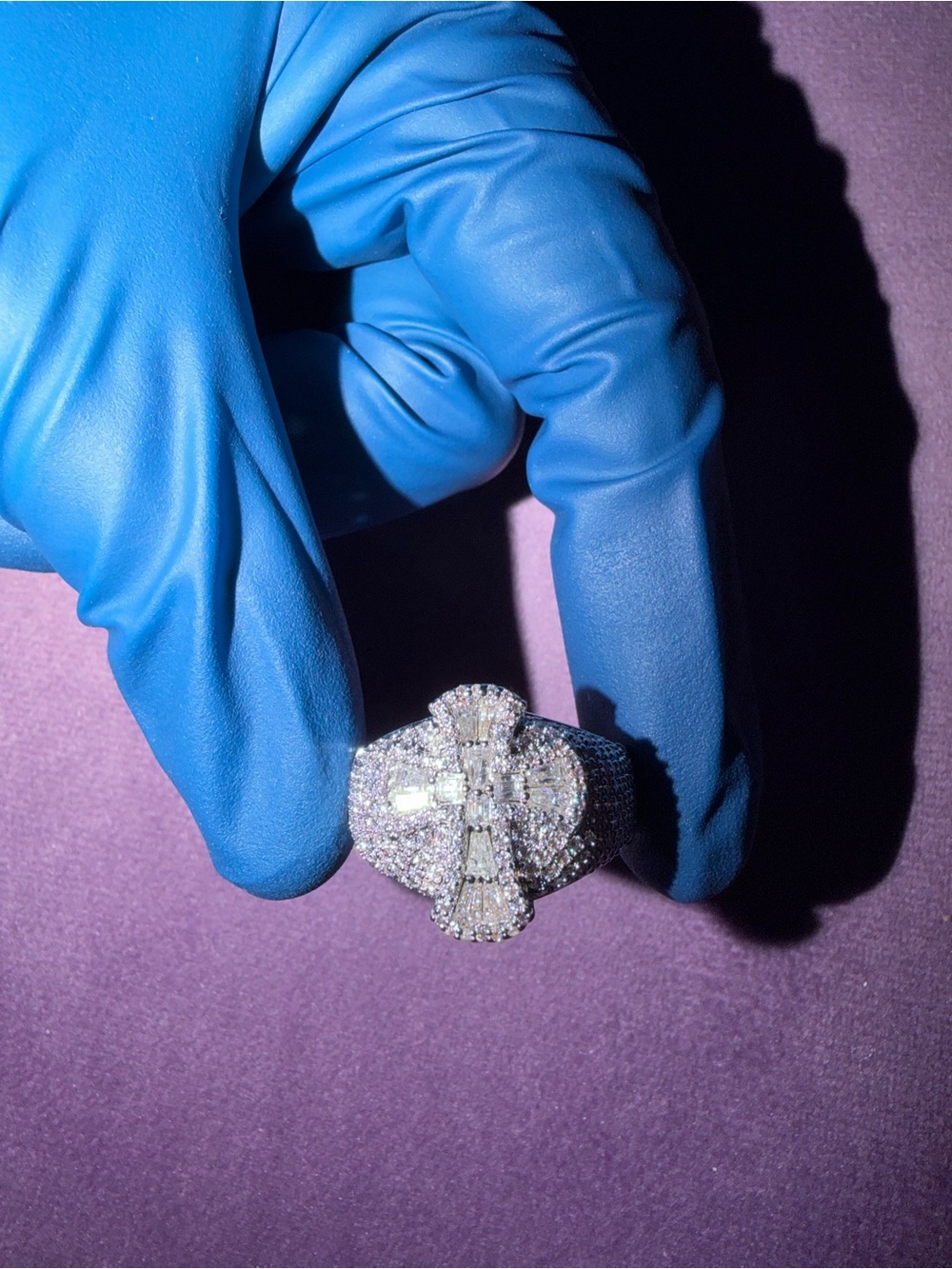 Diamond Cross Pavé Ring in Silver Tone - Men Accessories